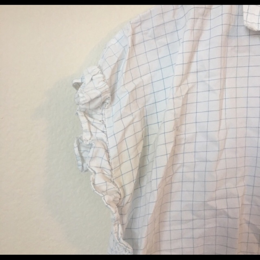 Madewell Window Pane Ruffle Side Blouse✨ - Picture 5 of 5